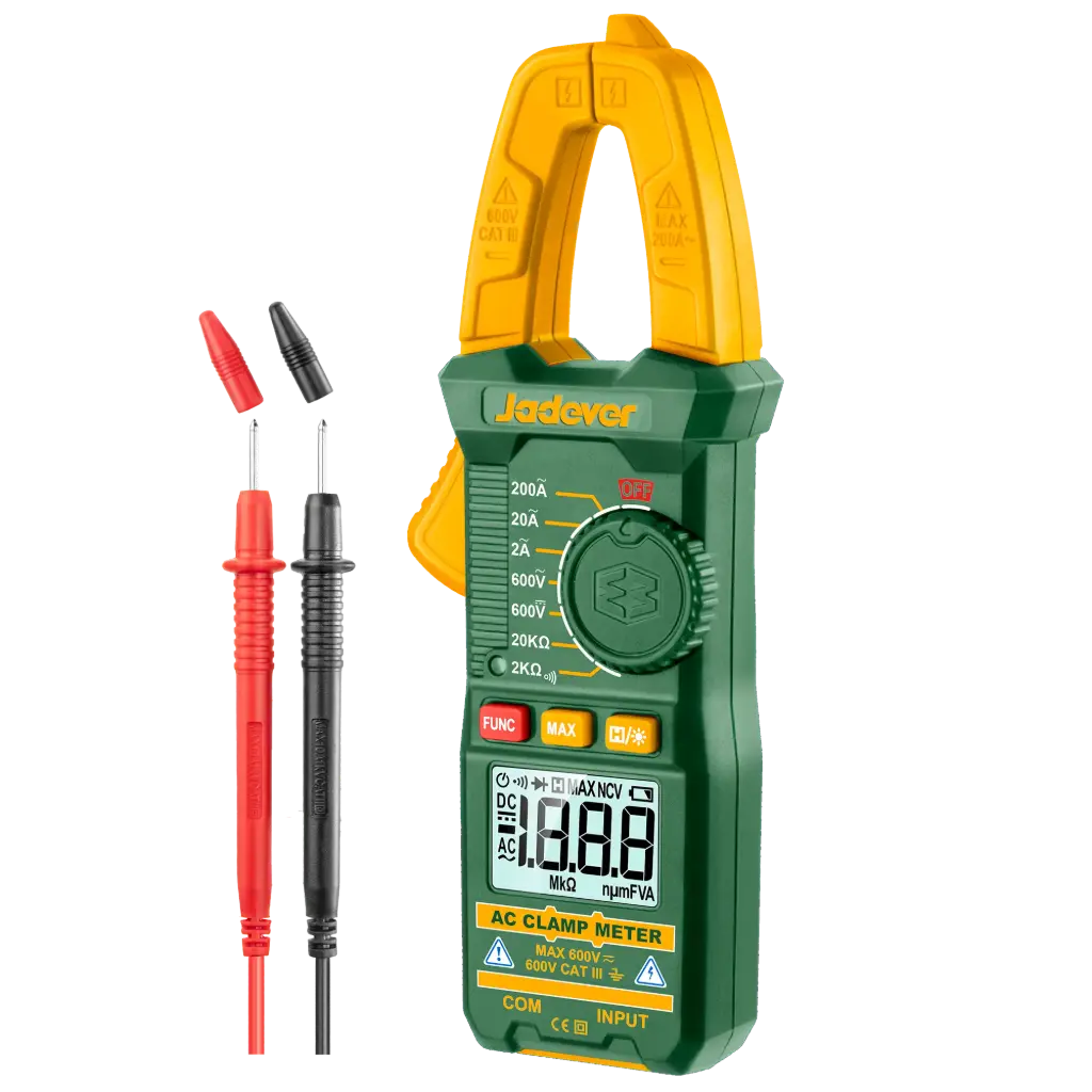 Pinza Amperimetrica Digital de CA - TRUE RMS 2000 Cuentas - Corriente CA: 2A-200A - Voltaje CA: 2V-600V - Voltaje CC: 200MV-600V