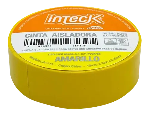 CINTA ADHESIVA PVC INTECK - AMARILLA 5  METROS