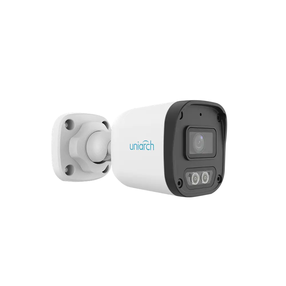 CAMARA IP UNIARCH TIPO BULLET RESOLUCION  2MPX LENTE FIJO 2,8MM CARACTERISTICAS, POE, DWDR,  DUAL IR 30M, LED COLOR 15M, IP67, HLC