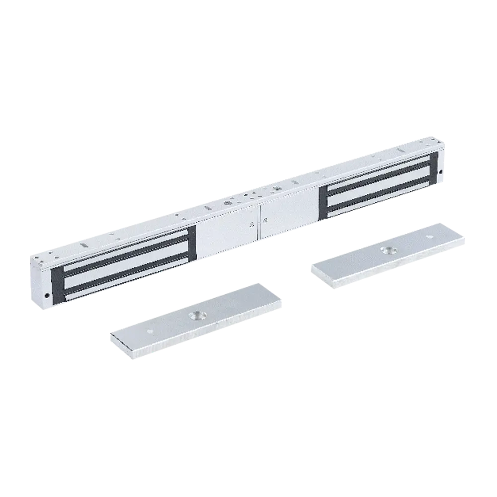 CERRADURA ELECTROMAGNETICA PARA 2 PUERTA MAX 500KG EMPUJE, SIN MAGNETISMO RESIDUAL, RESISTENTE A LA ABRASIÓN,TORNILLOS A PRUEBA DE MANIPULACIONES, ESTABLES Y SEGUROS.