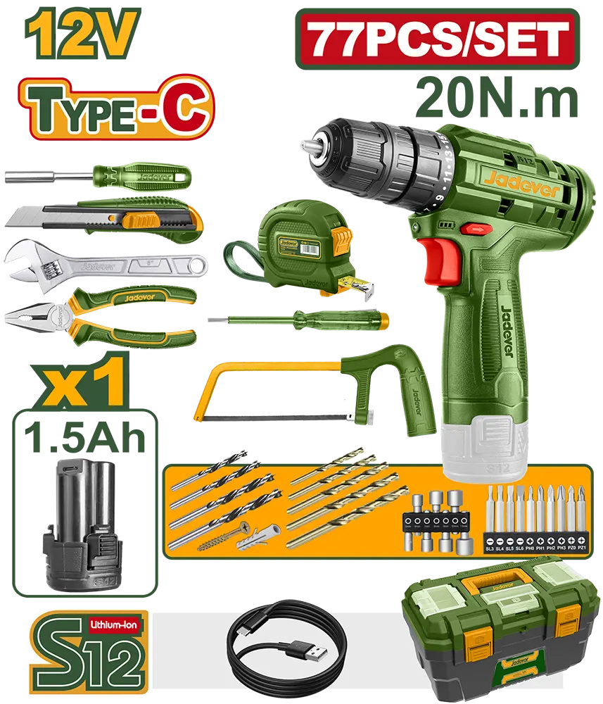 Juego de herramientas de 77 piezas