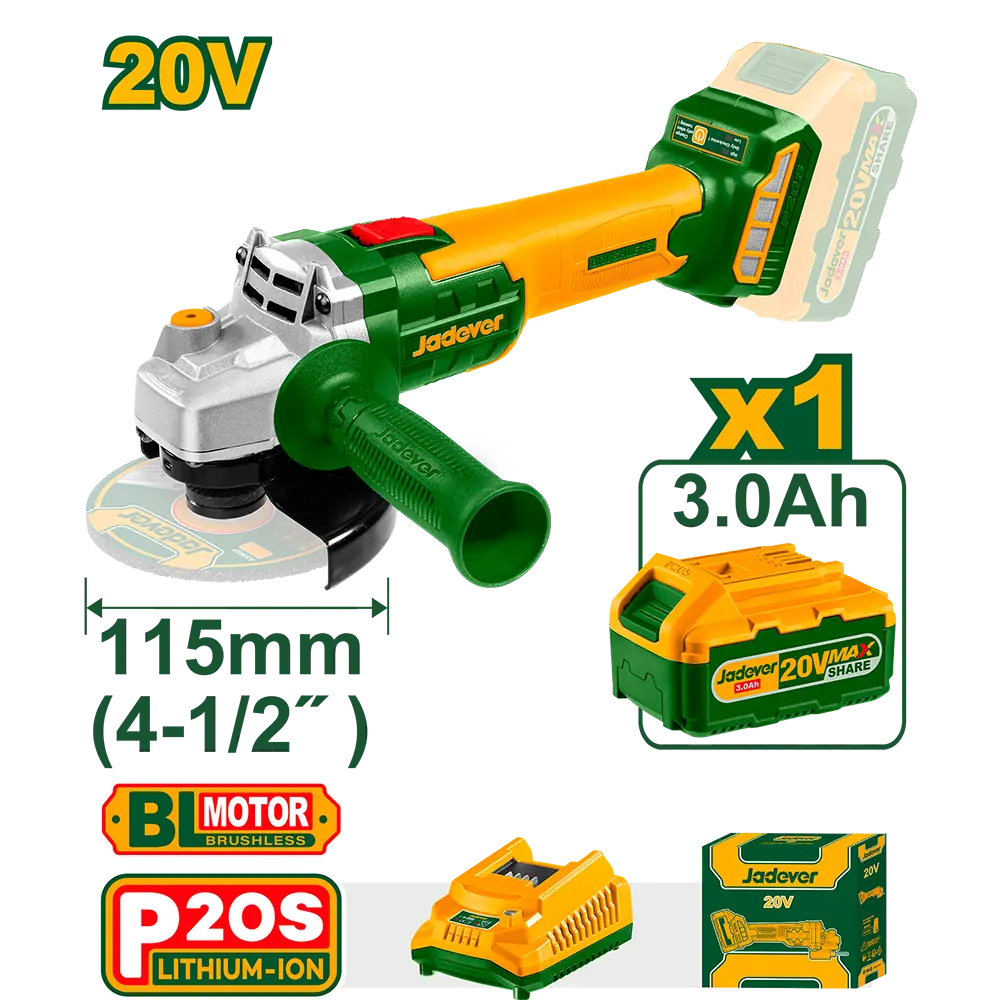 Amoladora inalámbrica brushless 9000rpm con bateria li.ion