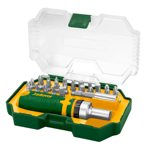 [JDSS8B28] KIT de Puntas de Destornillador de 28 piezas - Acero CR-V - 26 Puntas de 1/4x25mm: 5 SL + 5 PH + 4 PZ + 6 TORX + 6 Hexag + Soporte de 1/4x50mm para puntas